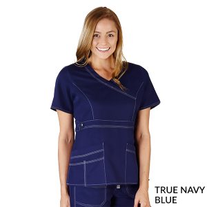 M&M Scrubs Bodysuits for Women Long Sleeve Crew Neck Slim Fit Casual  Shapewear Body Suit (True Navy Blue, X-Large)