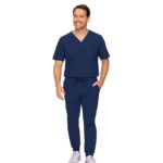 M&M SCRUBS Men's Jogger Scrub Set – Luxe Stretch Medical Uniform, V-Neck Scrubs Top & Jogger Pants