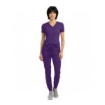 M&M SCRUBS Women’s Jogger Scrub Set V-Neck Stretch Top & Tapered Jogger Pants with 8 Pockets - Image 4