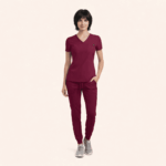 M&M SCRUBS Women’s Jogger Scrub Set V-Neck Stretch Top & Tapered Jogger Pants with 8 Pockets