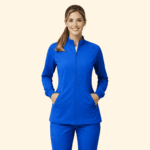 M&M Scrubs Women’s Raglan Zip-Front Warm-Up Jacket – 4-Way Stretch Medical Scrub Jacket